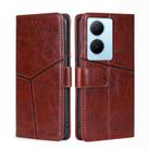 For vivo Y78 Plus 5G Geometric Stitching Leather Phone Case(Dark Brown) - 1