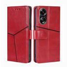 For OPPO A1 5G Geometric Stitching Leather Phone Case(Red) - 1