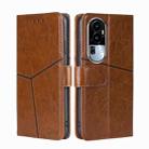 For OPPO Reno10 5G Geometric Stitching Leather Phone Case(Light Brown) - 1