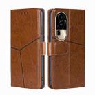 For OPPO Reno10 Pro 5G Geometric Stitching Leather Phone Case(Light Brown) - 1