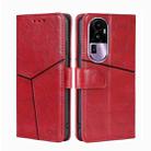 For OPPO Reno10 Pro+ 5G Geometric Stitching Leather Phone Case(Red) - 1