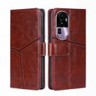 For OPPO Reno10 Pro+ 5G Geometric Stitching Leather Phone Case(Dark Brown) - 1