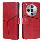 For OPPO Find X7 Ultra 5G Geometric Stitching Leather Phone Case(Red) - 1