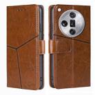 For OPPO Find X7 Ultra 5G Geometric Stitching Leather Phone Case(Light Brown) - 1