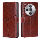 For OPPO Find X7 Ultra 5G Geometric Stitching Leather Phone Case(Dark Brown) - 1