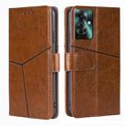 For OPPO Reno11 F 5G Geometric Stitching Leather Phone Case(Light Brown) - 1