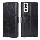 For OPPO Reno12 5G Global Geometric Stitching Leather Phone Case(Black) - 1