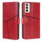 For OPPO Reno12 5G Global Geometric Stitching Leather Phone Case(Red) - 1