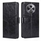 For OPPO Reno12 F 5G Geometric Stitching Leather Phone Case(Black) - 1