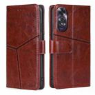 For OPPO A60 4G Global Geometric Stitching Leather Phone Case(Dark Brown) - 1