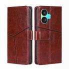 For Realme GT Neo5 SE Geometric Stitching Leather Phone Case(Dark Brown) - 1