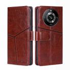 For Realme 11 Pro 5G / 11 Pro+ 5G Geometric Stitching Leather Phone Case(Dark Brown) - 1