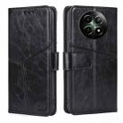 For Realme 12 5G Geometric Stitching Leather Phone Case(Black) - 1