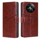For Realme 12 5G Geometric Stitching Leather Phone Case(Dark Brown) - 1