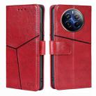 For Realme 12 Pro 5G Geometric Stitching Leather Phone Case(Red) - 1