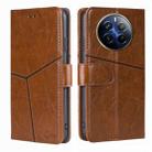 For Realme 12 Pro 5G Geometric Stitching Leather Phone Case(Light Brown) - 1