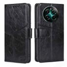 For Realme 12+ 5G Geometric Stitching Leather Phone Case(Black) - 1