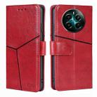 For Realme 12+ 5G Geometric Stitching Leather Phone Case(Red) - 1