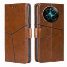 For Realme 12+ 5G Geometric Stitching Leather Phone Case(Light Brown) - 1