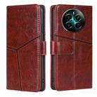 For Realme 12+ 5G Geometric Stitching Leather Phone Case(Dark Brown) - 1