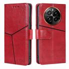 For Realme GT5 Pro 5G Geometric Stitching Leather Phone Case(Red) - 1