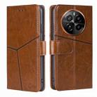 For Realme GT5 Pro 5G Geometric Stitching Leather Phone Case(Light Brown) - 1