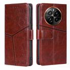 For Realme GT5 Pro 5G Geometric Stitching Leather Phone Case(Dark Brown) - 1