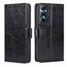 For Realme C65 4G Geometric Stitching Leather Phone Case(Black) - 1