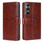 For Realme C65 4G Geometric Stitching Leather Phone Case(Dark Brown) - 1