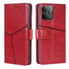 For Realme GT Neo6 SE Geometric Stitching Leather Phone Case(Red) - 1