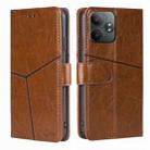 For Realme GT Neo6 SE Geometric Stitching Leather Phone Case(Light Brown) - 1