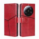 For Xiaomi 13 Ultra 5G Geometric Stitching Leather Phone Case(Red) - 1
