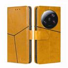 For Xiaomi 13 Ultra 5G Geometric Stitching Leather Phone Case(Yellow) - 1