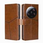For Xiaomi 13 Ultra 5G Geometric Stitching Leather Phone Case(Light Brown) - 1