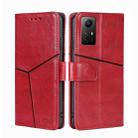 For Xiaomi Redmi Note 12S 4G Geometric Stitching Leather Phone Case(Red) - 1