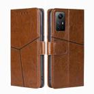 For Xiaomi Redmi Note 12S 4G Geometric Stitching Leather Phone Case(Light Brown) - 1