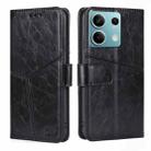 For Xiaomi Redmi Note 13 4G Geometric Stitching Leather Phone Case(Black) - 1