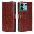 For Xiaomi Redmi Note 13 4G Geometric Stitching Leather Phone Case(Dark Brown) - 1