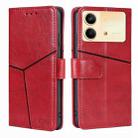 For Xiaomi Redmi Note 13R Pro 5G Geometric Stitching Leather Phone Case(Red) - 1