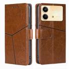 For Xiaomi Redmi Note 13R Pro 5G Geometric Stitching Leather Phone Case(Light Brown) - 1