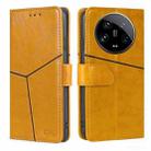 For Xiaomi 14 Ultra 5G Geometric Stitching Leather Phone Case(Yellow) - 1