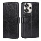 For Xiaomi Redmi Turbo 3 5G Geometric Stitching Leather Phone Case(Black) - 1
