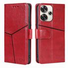 For Xiaomi Redmi Turbo 3 5G Geometric Stitching Leather Phone Case(Red) - 1