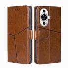 For Huawei nova 11 4G Geometric Stitching Leather Phone Case(Light Brown) - 1