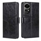 For Huawei nova 12 5G Geometric Stitching Leather Phone Case(Black) - 1