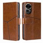 For Huawei nova 12 5G Geometric Stitching Leather Phone Case(Light Brown) - 1