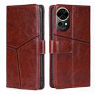 For Huawei nova 12 5G Geometric Stitching Leather Phone Case(Dark Brown) - 1