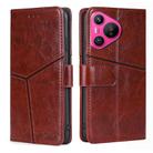 For Huawei Pura 70 5G Geometric Stitching Leather Phone Case(Dark Brown) - 1
