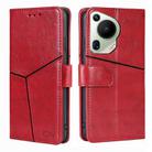 For Huawei Pura 70 Ultra 5G Geometric Stitching Leather Phone Case(Red) - 1