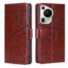 For Huawei Pura 70 Ultra 5G Geometric Stitching Leather Phone Case(Dark Brown) - 1